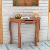 ONIJA Solid Sheesham Wooden Sapphire Cross Console Table for Living Room, Entryway, Home Decor, Dining Room | Half Round Table With Drawers for Office